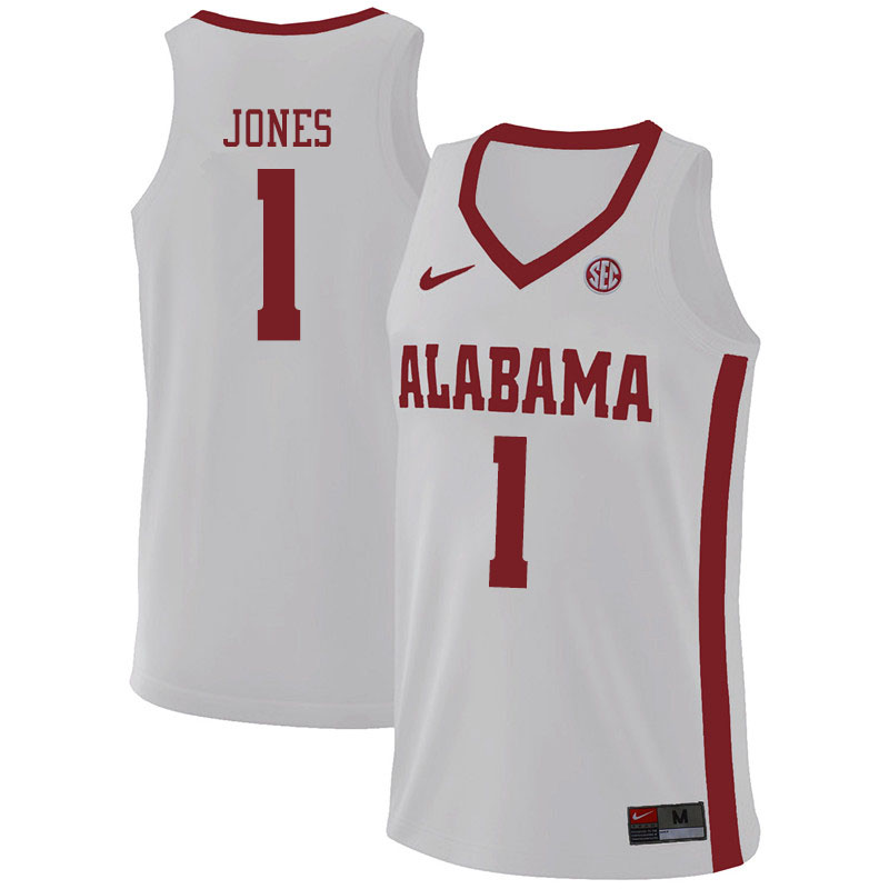 Men #1 Herbert Jones Alabama Crimson Tide College Basketball Jerseys Sale-White